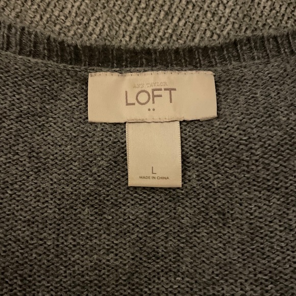 LOFT Embellished Jeweled Collar Gray Sweater - Picture 8 of 8